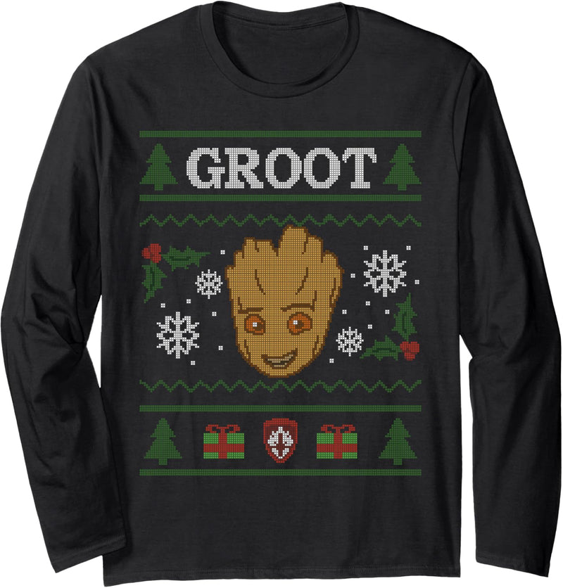 Marvel Groot Guardians of the Galaxy Ugly Christmas Sweater Langarmshirt