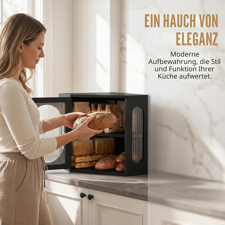 Alpeir Ecke Brotkasten Holz Gross Botkorb für die Küche Brotdose Zwei Ebenen Brot Aufbewahrungsbox V