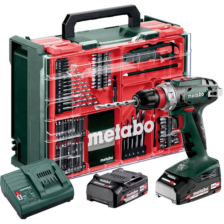 metabo Akku-Bohrschrauber BS 18 Quick Set - 18 V, 74-tlg. Mobile Werkstatt - Schnellwechsel-System,