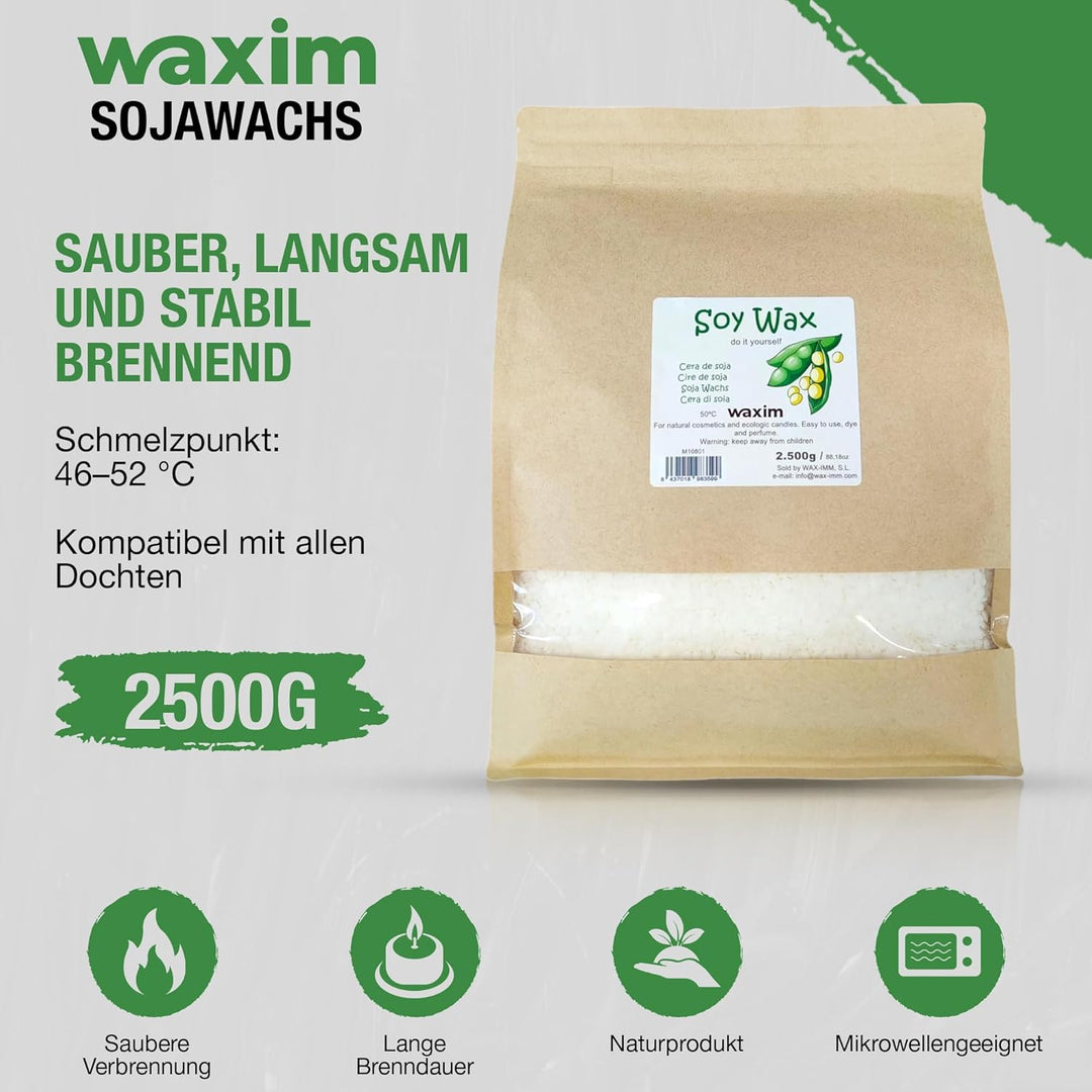 Sojawachs 2.500 g in perlen. Für ökologisch Kerzen und Naturkosmetik. Kerzenwachs, veganes wachs, wa
