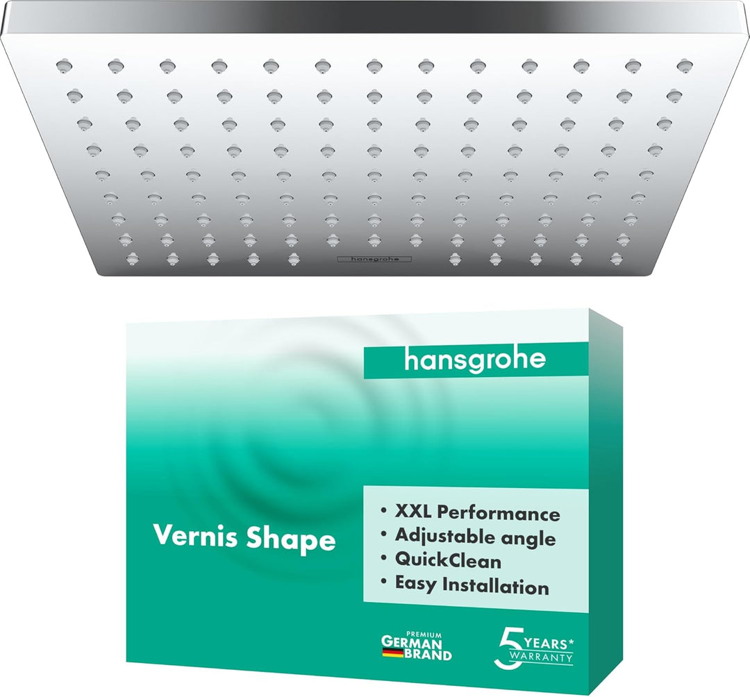 hansgrohe Vernis Shape - Kopfbrause, eckige Duschbrause (230 x 170 mm), Regendusche mit 1 Strahlart
