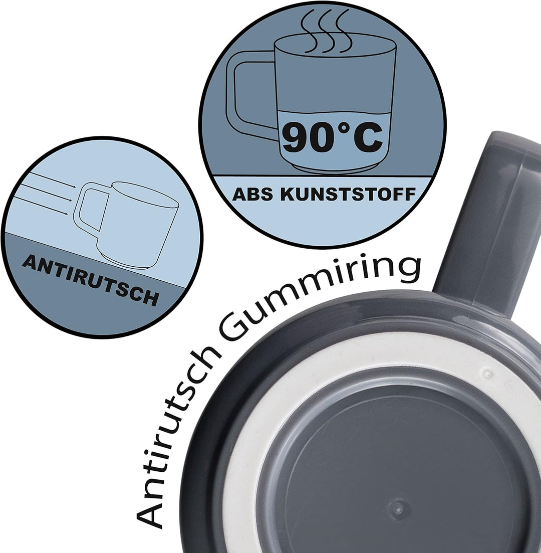 ABS Tassenset Non-Slip Elegante Farben 4 Tassen á 350 ml - grün weiss Campinggeschirr Geschirr Perso