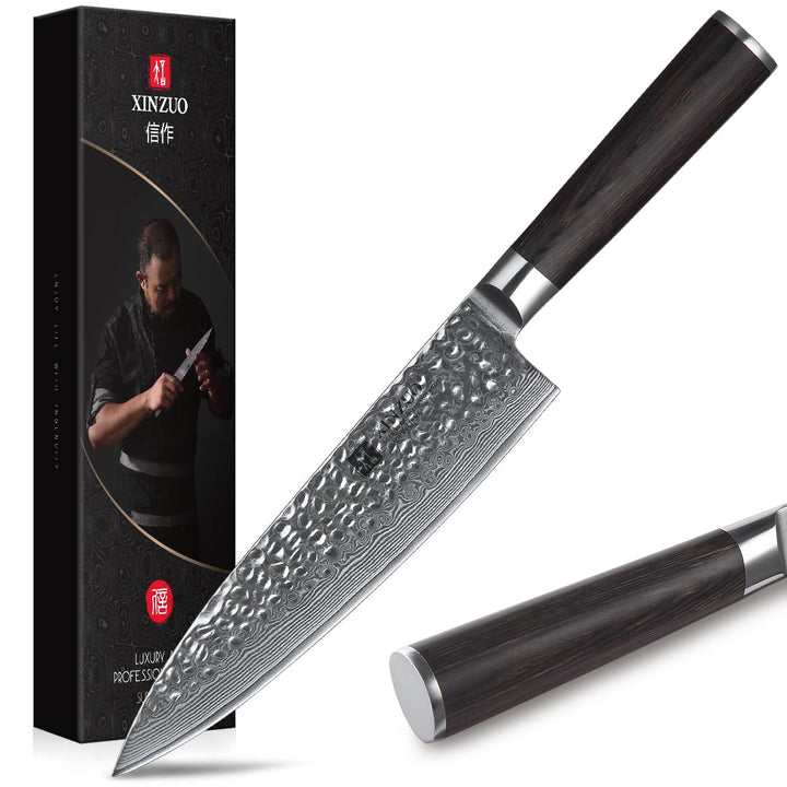 XINZUO 20.1cm Kochmesser,Scharf Profi Damaststahl Gyuto Multifunktions Chefmesser Küchenmesser mit E
