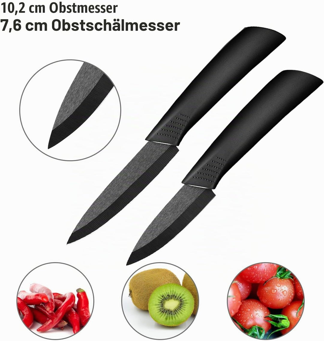 Ballery keramikmesser, Keramikmesser Set mit Schutzhülle, Küchenmesser Set mit 4-teilig Messer und 1