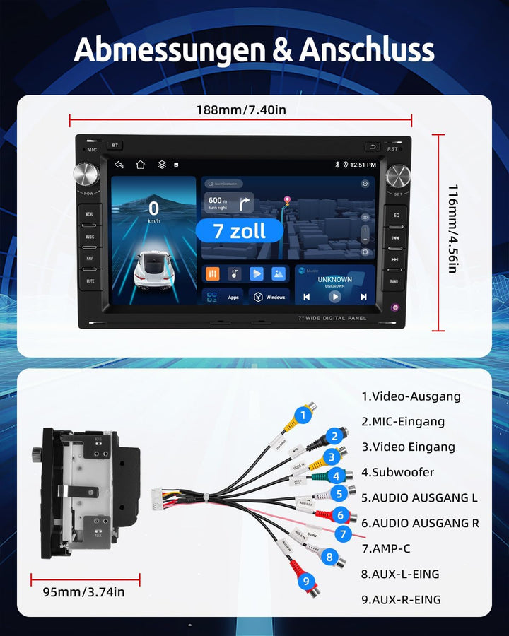 ESSGOO 4+64G Android 15 Autoradio Wireless CarPlay und Android Auto Für VW, Android 15