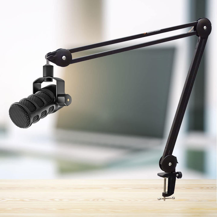 Rode Podmic USB XLR Sprecher-Mikrofon + keepdrum MS138 Gelenkarm Stativ Schwarz Podmic USB Schwarz,
