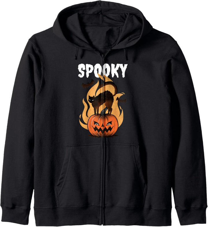 Spooky Cat Pumpkin Lustiges Kostüm Halloween Kapuzenjacke