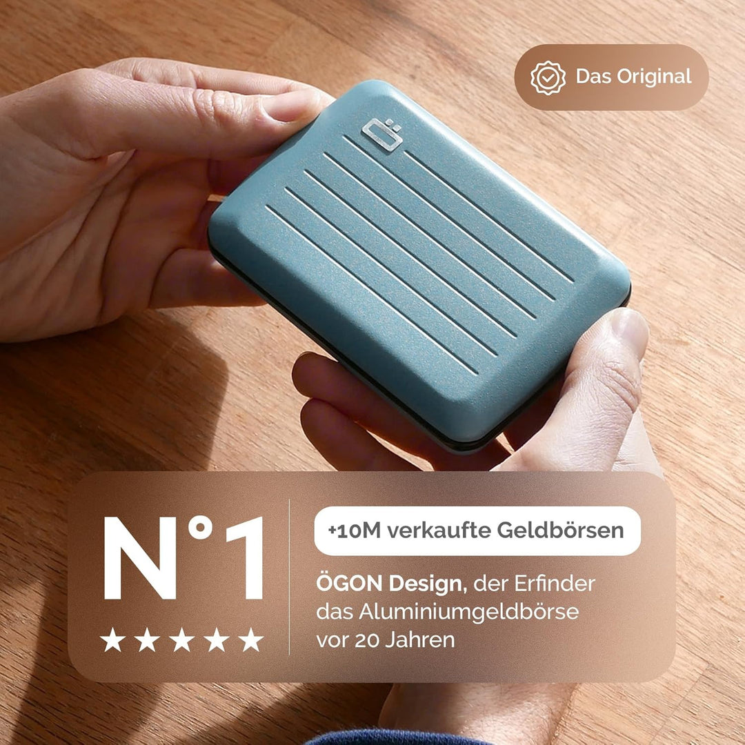 Ögon Smart Wallets - Stockholm V2 Aluminium Geldbörse - Metallverschluss - RFID Blockierung Kartenet
