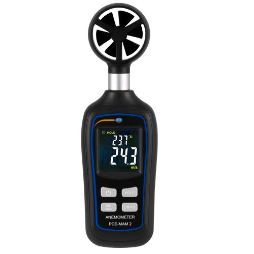 Flügelradanemometer PCE-MAM 2 Mini-Anemometer im Taschenformat mit verschiedenen Einheiten (km/h, m/