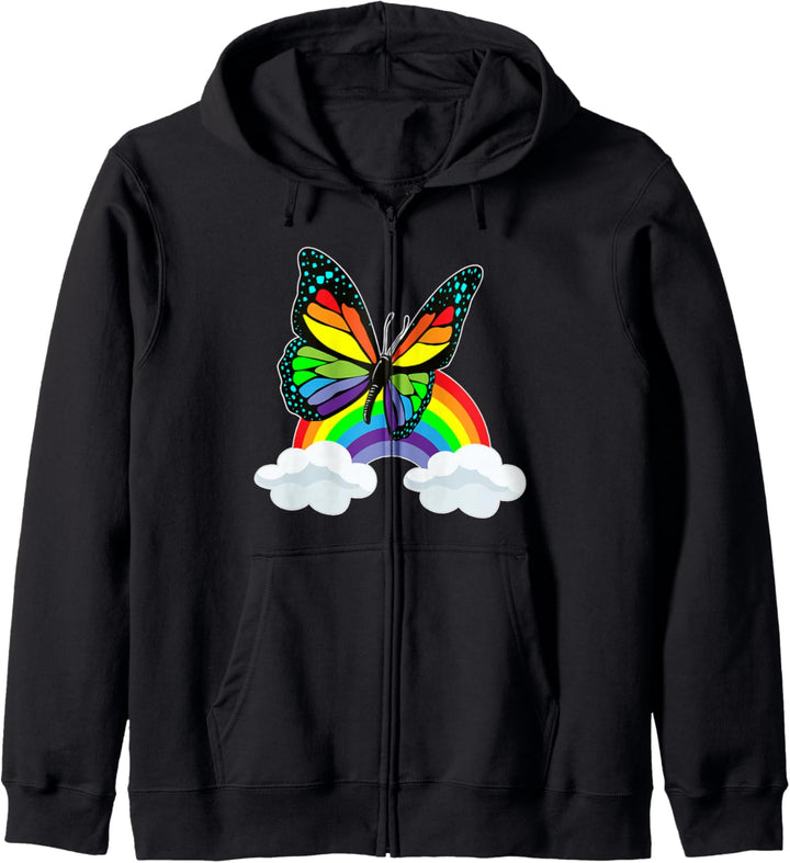Schmetterling Regenbogen Wolken Kapuzenjacke