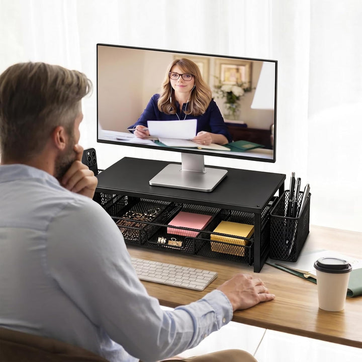Monitorständer mit Schublade, Monitorständer, Monitor Erhöhung für Bildschirm und Laptop, Bürobedarf