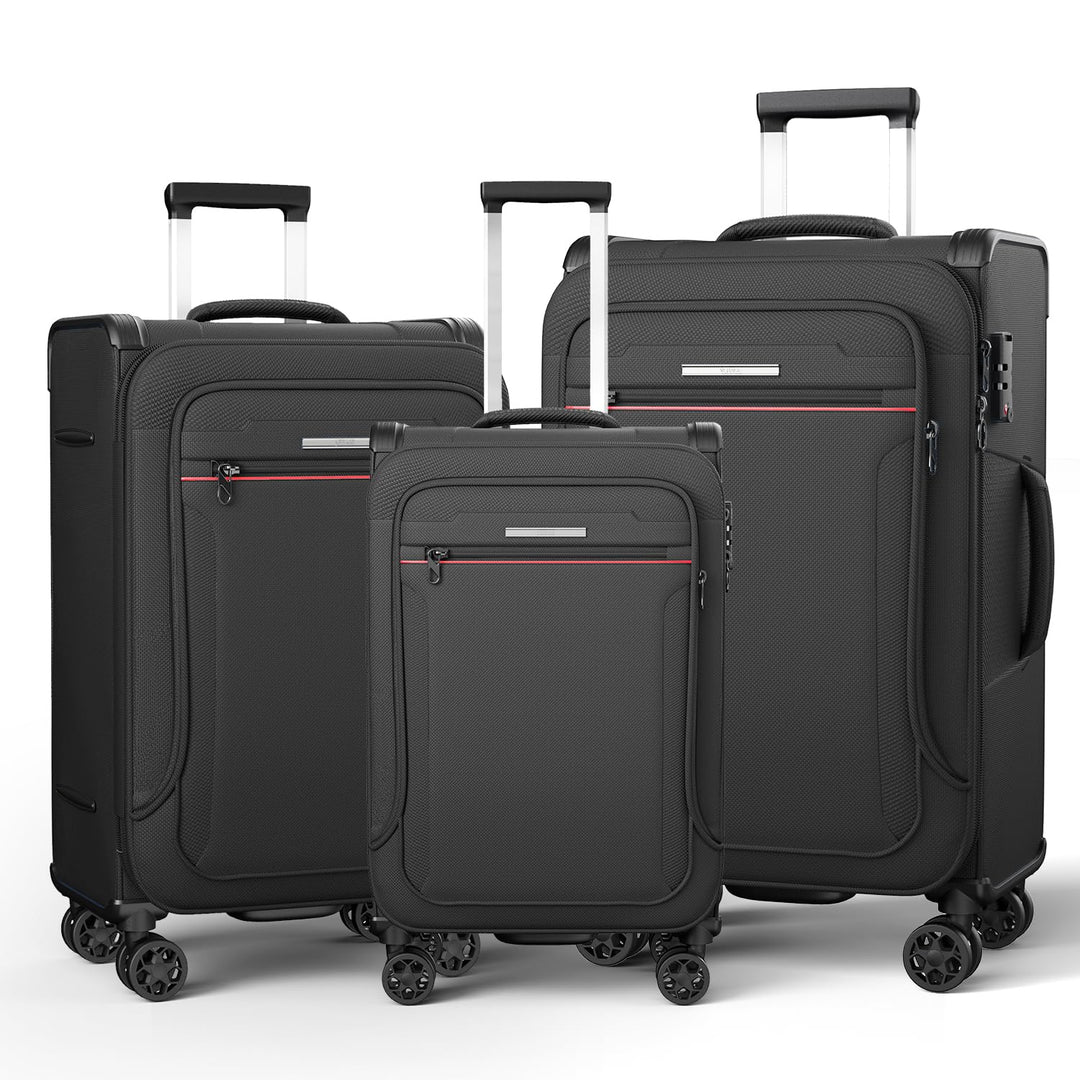 Weichschalenkoffer Set 3-teilig erweiterbar - Stoffkoffer Trolley wasserfest - Reisekoffer mit 4 Rol