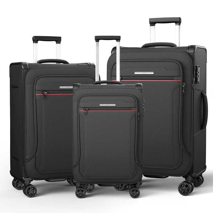 Weichschalenkoffer Set 3-teilig erweiterbar - Stoffkoffer Trolley wasserfest - Reisekoffer mit 4 Rol