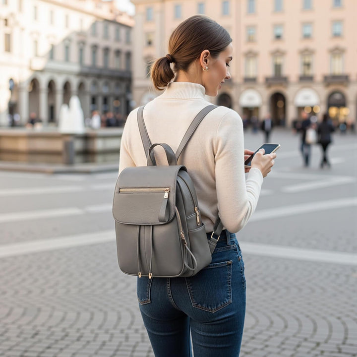 DEEVORCA Damen Mode Einfach Rucksack Lässig Arbeiten Dayback Schultertaschen Reisen Einkaufen PU Led