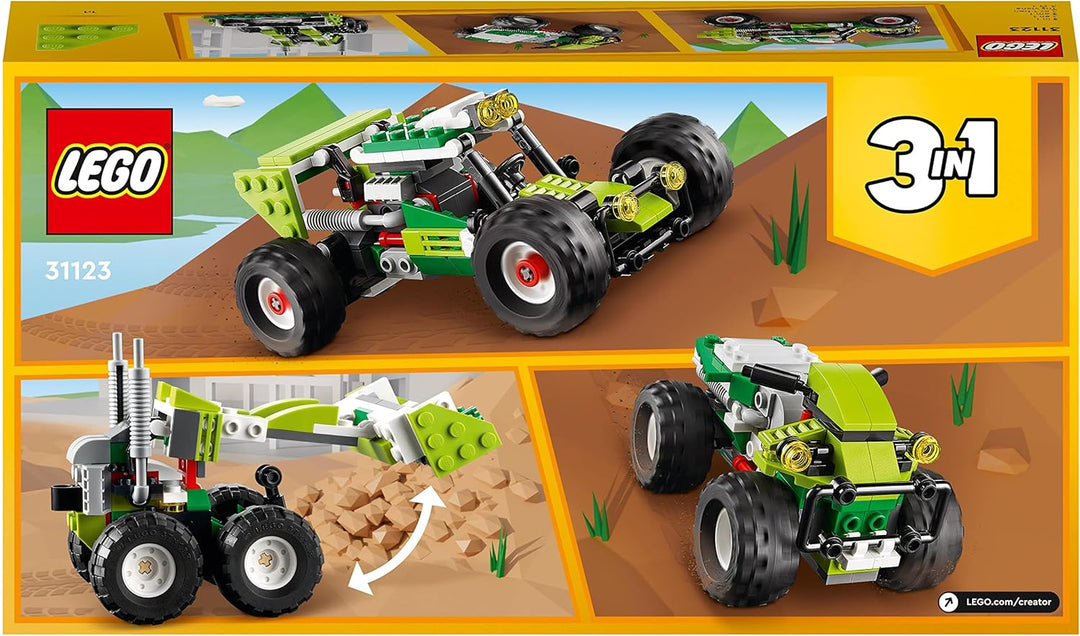 LEGO 31123 Creator 3-in-1 Geländebuggy, Quad, Kompaktlader, Spielzeug-Fahrzeuge für Kinder ab 7 Jahr