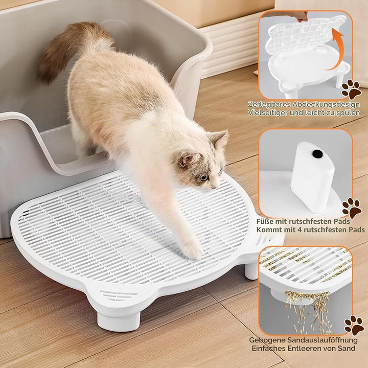 Verstellbare Katzen Rampe für Katzentoilette, Erhöhte Katzentoilette Stufe, Doppelte Katzenstreufall