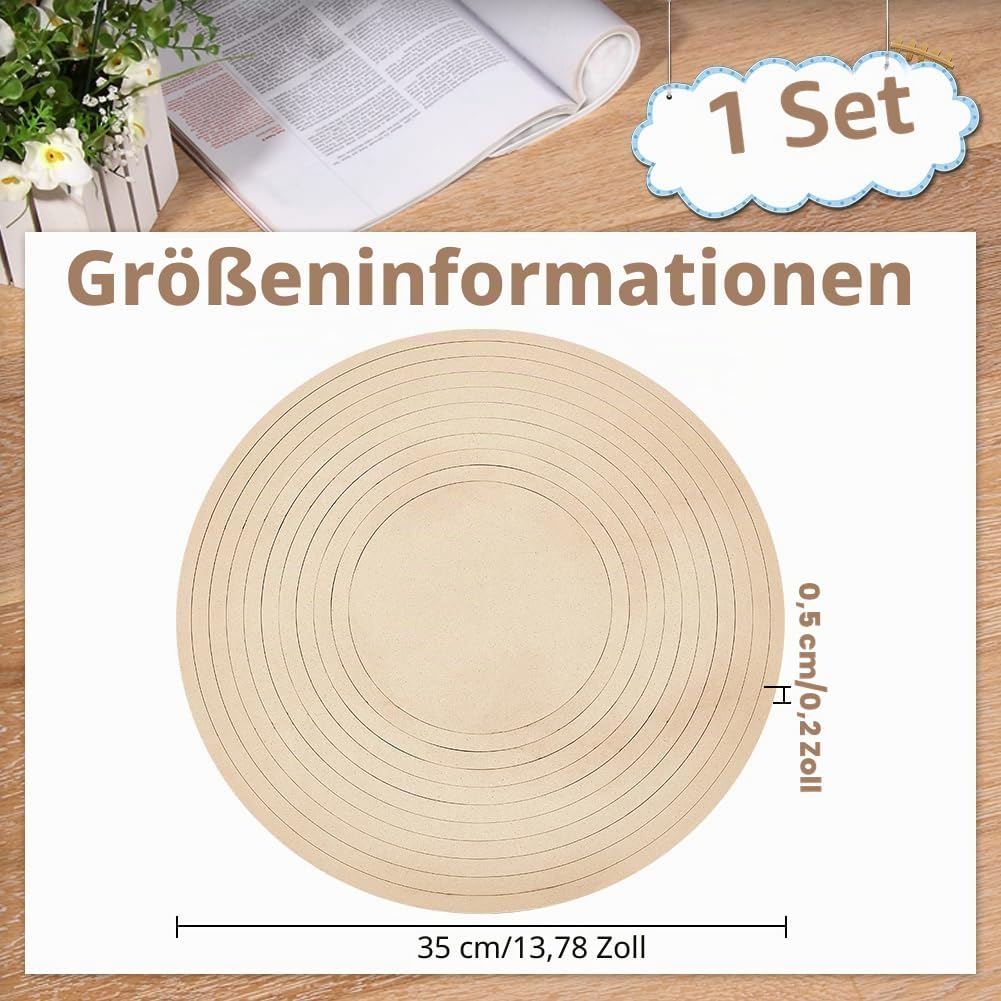 BENECREAT 11pcs Runde Töpferwerkzeuge, Hölzernes Konzentrisches Geometrisches Figurenschienen-Set Zu