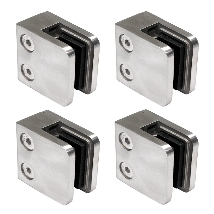 PRIOstahl Glashalter Glasklemmen Abstandhalter Klemmhalter - 4 Stück 45 x 45 x 26 mm Anschluss: Flac