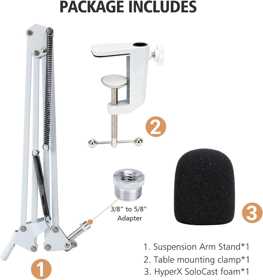 SUNMON für HyperX SoloCast / 2 Mikrofonarm– Universeller Solo Cast 2 Mic Boom Arm mit Mikrofonabdeck