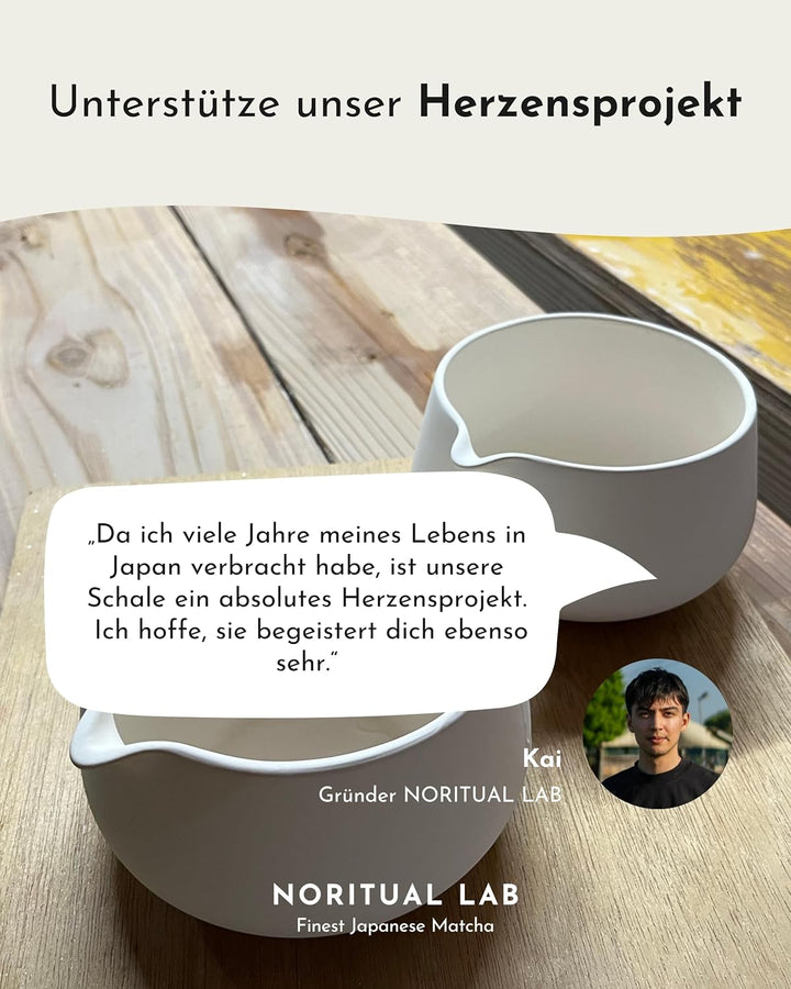 NORITUAL LAB Matcha Schale mit Ausgiesser - Handgefertigte Teeschale aus Japan - Präziser Ausguss fü