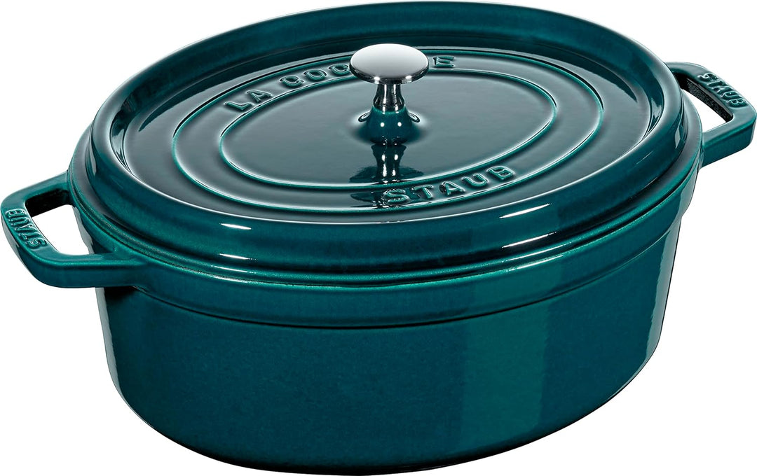 STAUB Gusseisen Bräter/Cocotte, Oval 31 cm, 5,5 L, Aromaregen Funktion, Für alle Herdarten geeignet,
