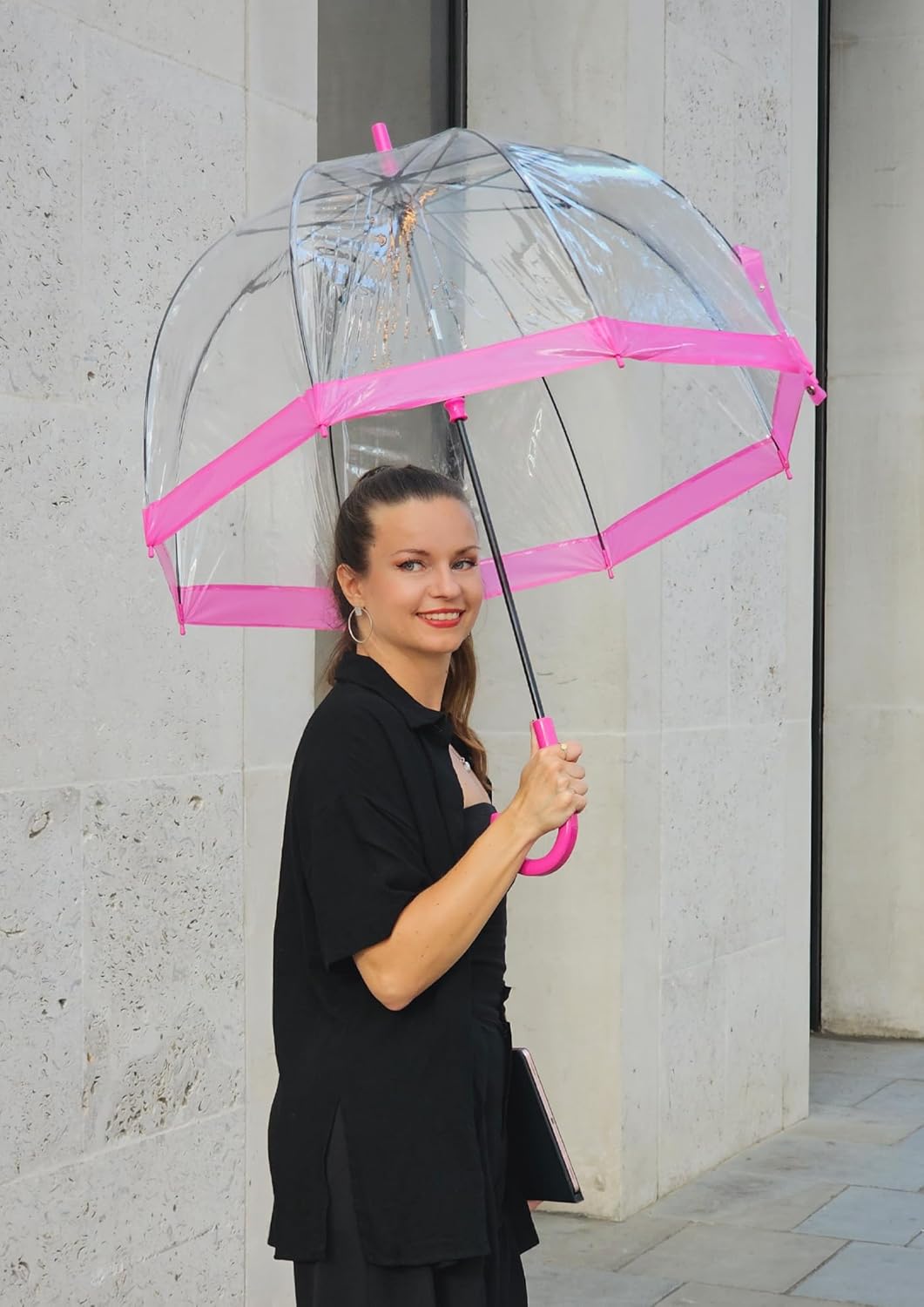 Fulton Vogelkäfig-Regenschirm, rosa Rand, Rosa Rand, Walking Length, Einzeln Rosa Rand Einzeln, Rosa