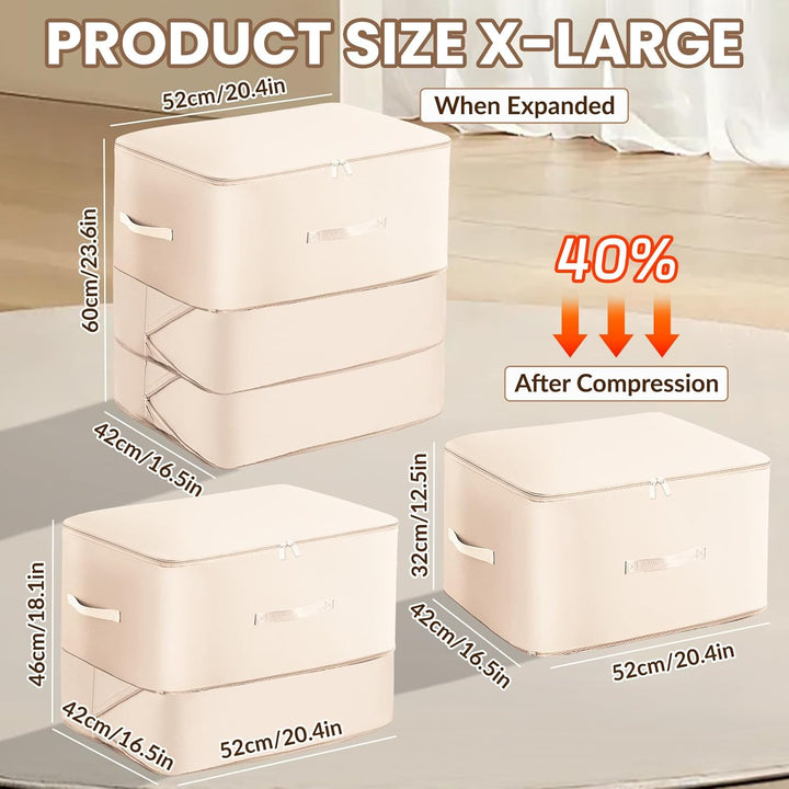 2 Stück Ultra Platzsparender Selbstkomprimierender Organizer, Aufbewahrungstasche für Bettdecken, Gr