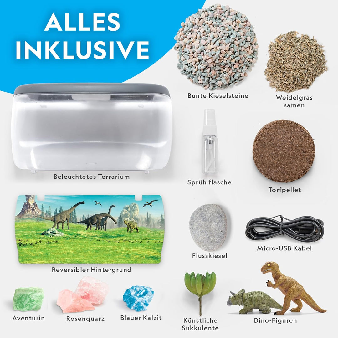 National Geographic Dino-Terrarien-Set mit Beleuchtung – Baue EIN Dinosaurier-Habitat mit echten Pfl