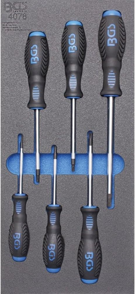 BGS 4078 | Werkstattwageneinlage 1/3: Schraubendreher T-Profil (für Torx) | 6-tlg. Satz, Satz