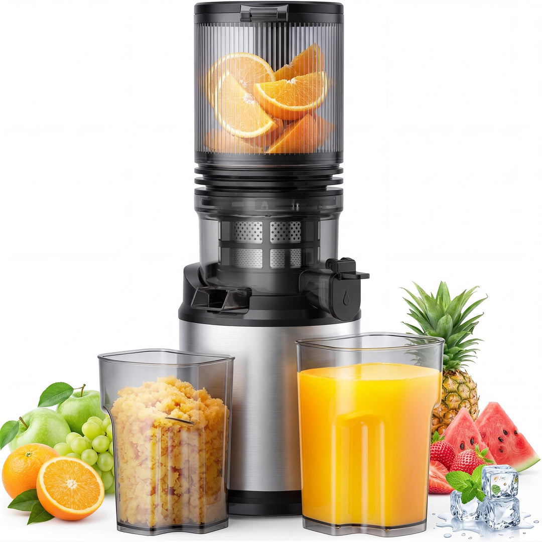 Entsafter - Saftpresse mit Breiter Einfüllschacht | 250W Kaltpress Entsafter für Ganze Früchte &amp; Gem