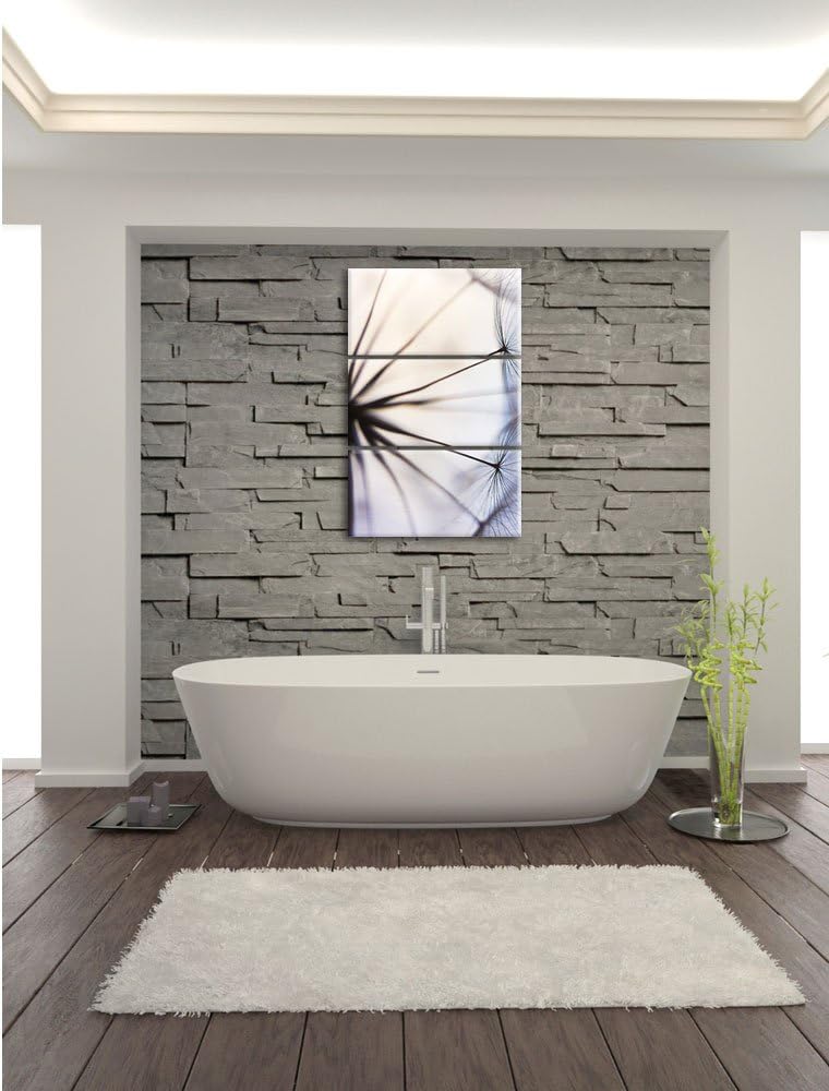 Pixxprint Weisse Pusteblumen als Leinwandbild | Grösse: 3 Teilig (120x80) | Wandbild| Kunstdruck | f