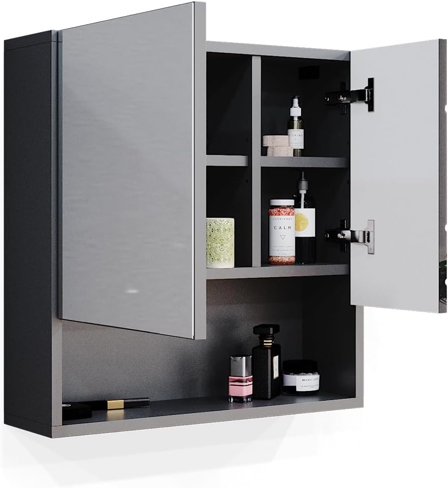 Vicco Bad Spiegelschrank Irma, Anthrazit Hochglanz, 54 x 55 cm