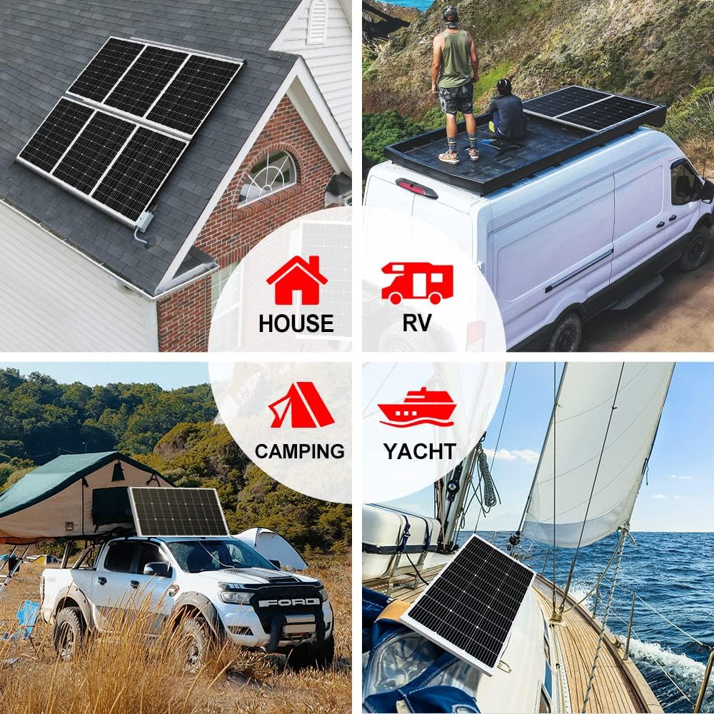 DOKIO 100W 18V Solarpanel Monokristallin - Solarmodul 100 Watt für 12V Batterien ideal für Wohnmobil