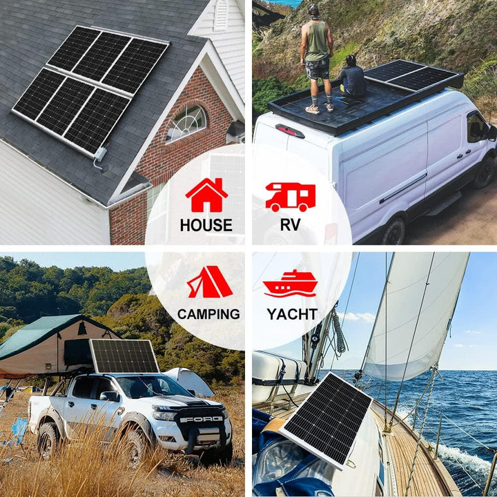 DOKIO 100W 18V Solarpanel Monokristallin - Solarmodul 100 Watt für 12V Batterien ideal für Wohnmobil