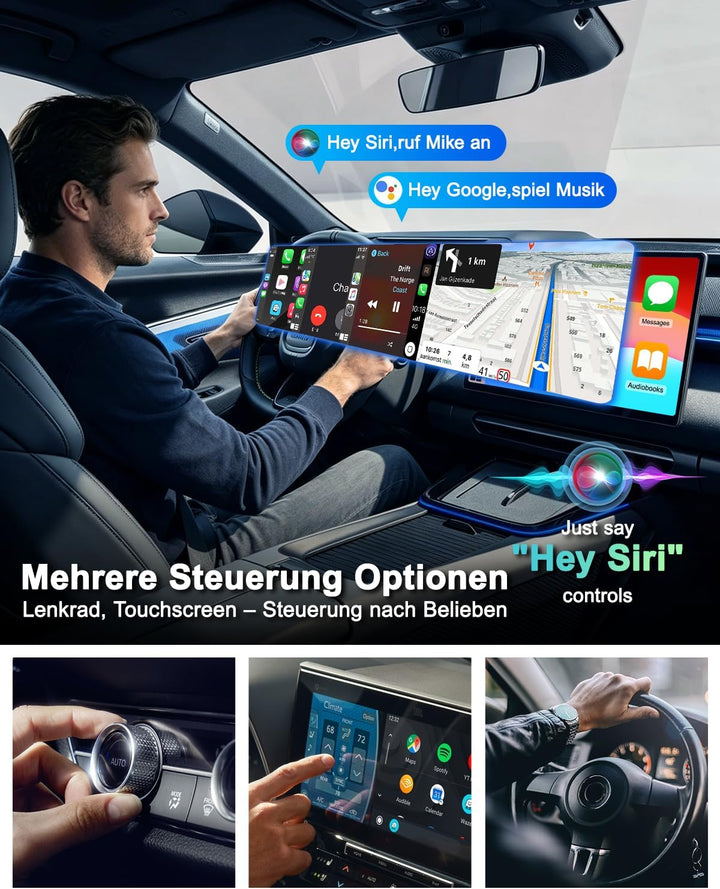 Wireless CarPlay Adapter, Upgrade 2 in 1 Mini Car Play Adapter für iPhone & Android, Plug & Play, Au