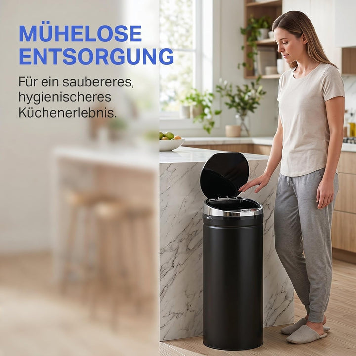 HOMCOM Sensor Mülleimer 50L Automatischer Mülleimer mit Bewegungssensor, Abfalleimer Abfallbehälter
