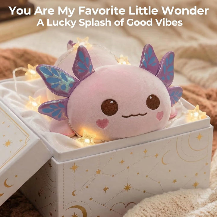 Mewaii Süsses Axolotl Plüschtier 33CM Kawaii Plüschkissen, Axolotl Kuscheltier Weiches Plüschkissen