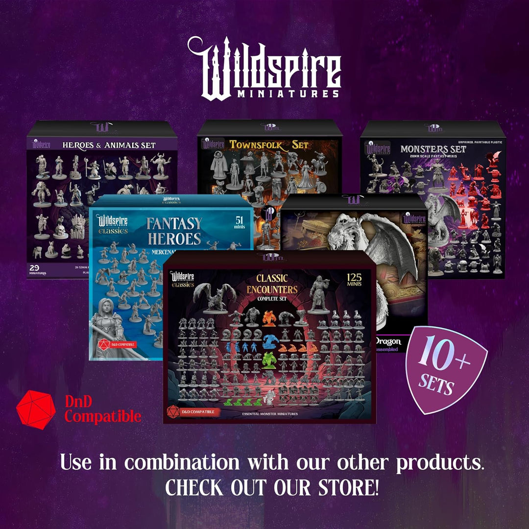 Wildspire Fantasy Miniatures & Bookish Dragon für DND - 28mm-32mm Bulk Dungeons & Dragons Monster Fi