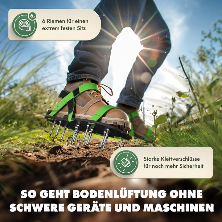 LAINFELD Nagelschuhe mit Klettverschluss | Rasenbelüfter + Estrichschuhe | Rasenlüfter Vertikutierer