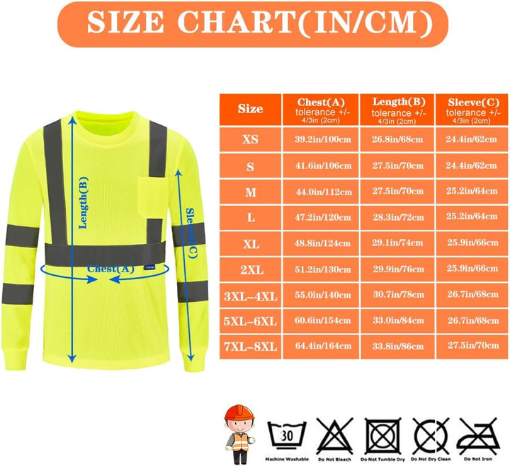 Warnschutz Shirt Langarm warn t Shirts Warnschutz Arbeitskleidung Eu-gleb-langarm XS, Eu-gleb-langar