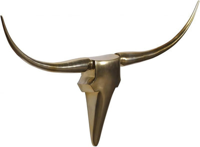 FineBuy Wanddekoration Geweih Bull L 125 cm Aluminium golden