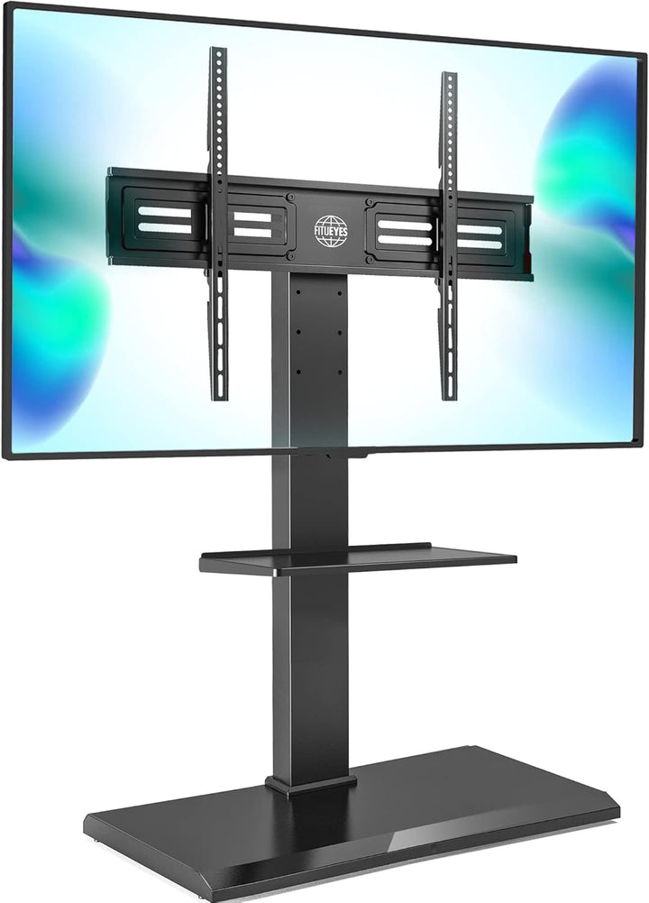 FITUEYES TV Bodenständer mit Eisenbasis 2 Regale TV Standfuss TV Ständer Fernsehstand höhenverstellb
