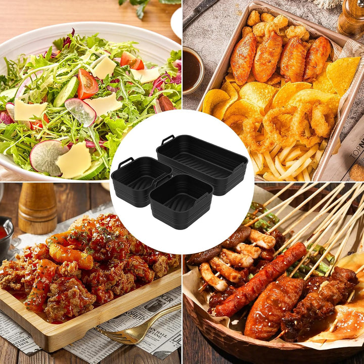 Airfryer Zubehör für Ninja Foodi Flexdrawer AF500EU (3 Stück), Collapsible Silikonform für Heissluft