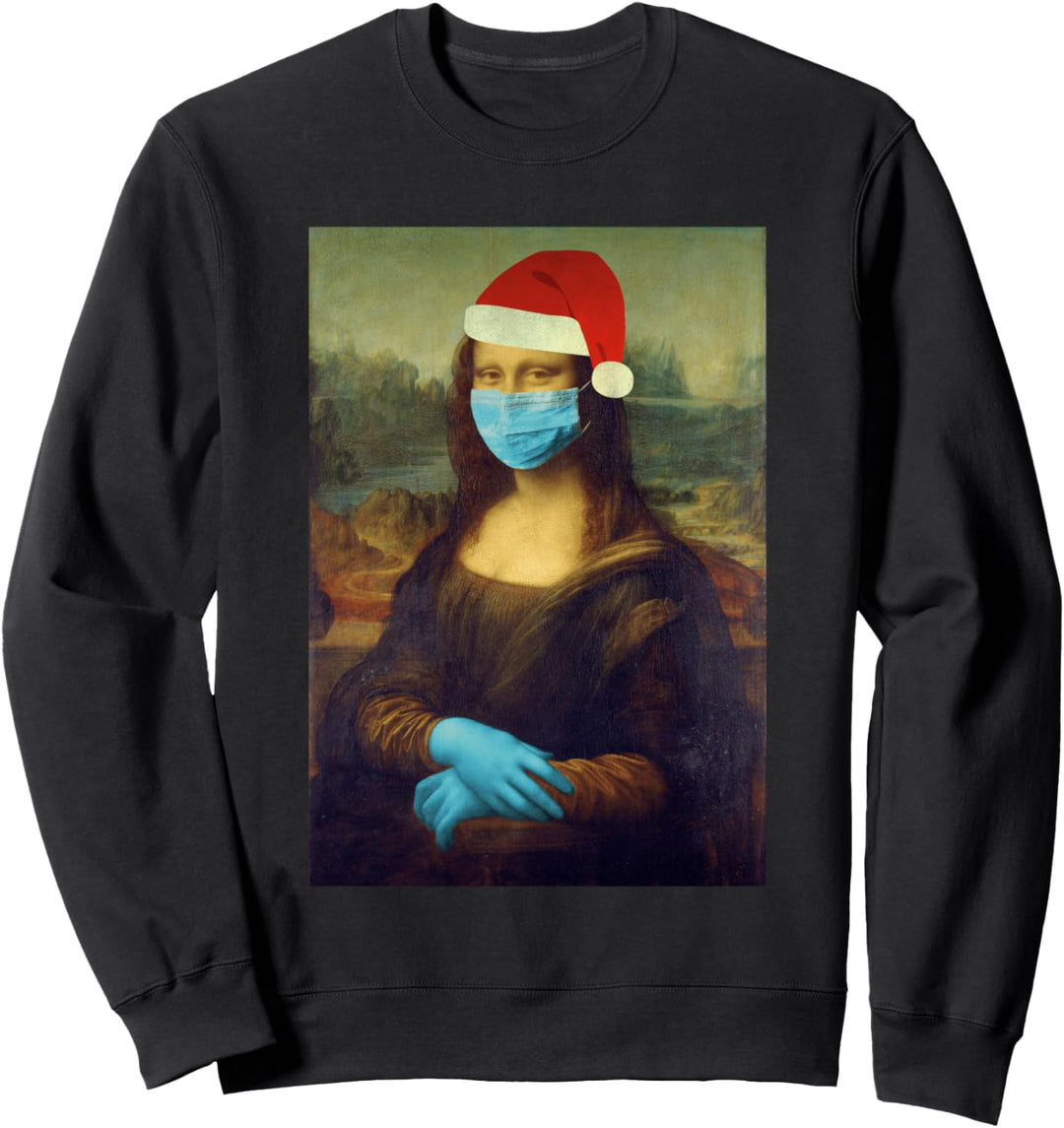 Mona Lisa Mundschutz Weihnachtspullover Maske Ugly Christmas Sweatshirt