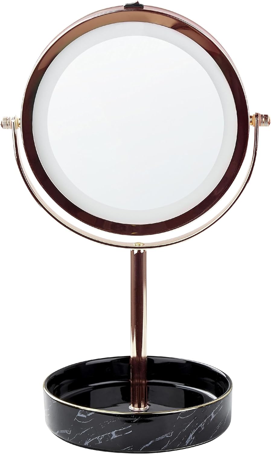 Kosmetikspiegel mit LED-Beleuchtung roségold/schwarz ø 26 cm doppelseitig Savoie