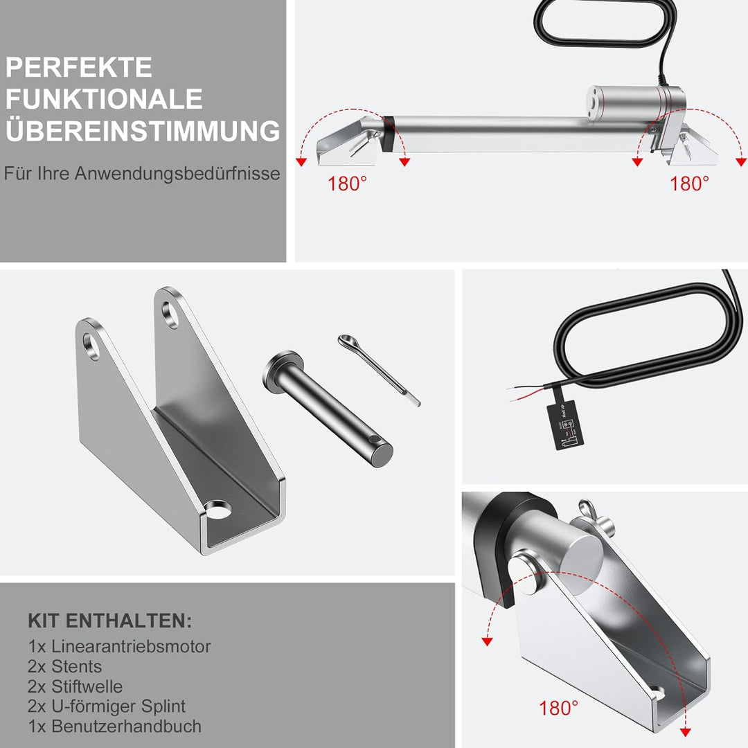 Justech Linearmotor Verstellantrieb Toröffner Linear Actuator Motor 12v DC 1500N 50mm Lineartechnik