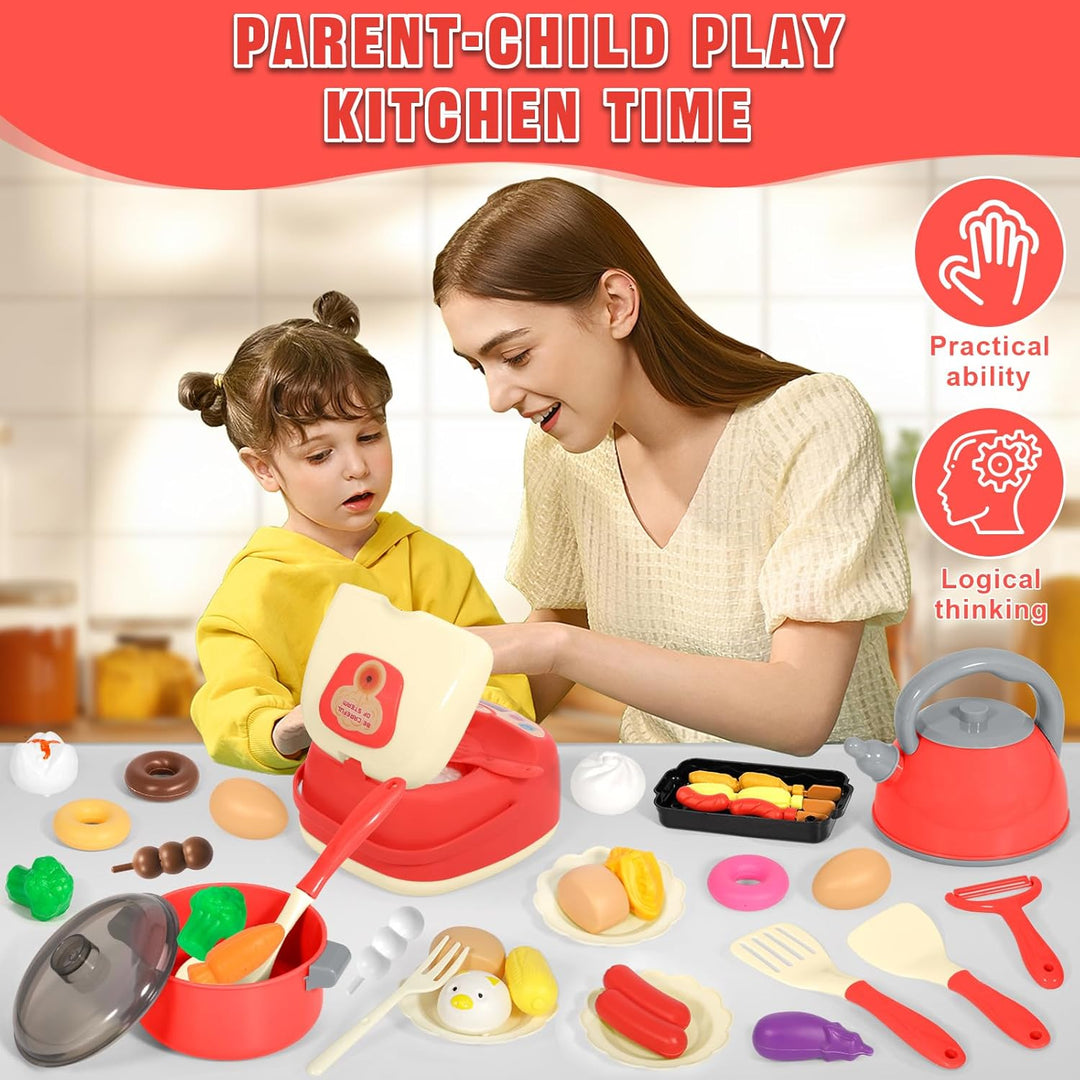 68 Pcs Komplettset für Kinderküchenzubehör, Küchen Rollenspiel Spielzeug, Küchenspielzeug mit Töpfen
