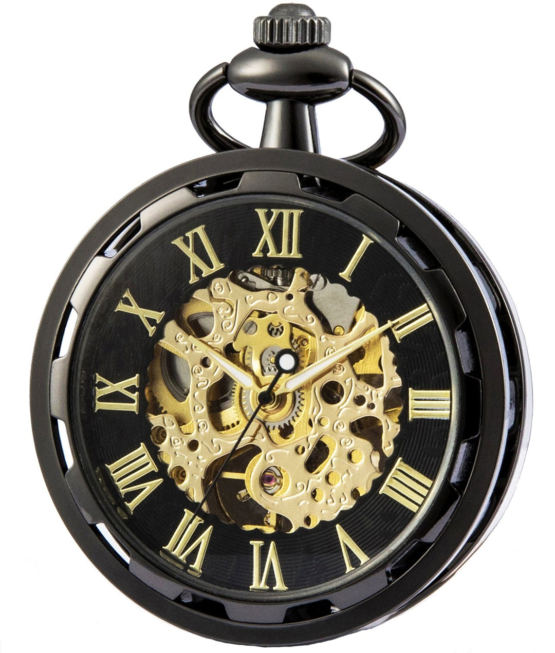 SEWOR Single Face Mechanische Handaufzugwerk Taschenuhr Schwarz, Schwarz