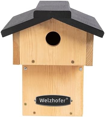Welzhofer Nistkasten Nancy, Vogelhaus mit 34mm Einflugloch, handgemacht in Europa, für Kohlmeisen, K