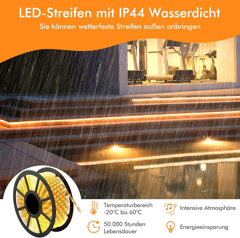 RELAX4LIFE 30 m LED Streifen, Lichtband mit 1080 LEDs & Stecker, Wasserdicht, Lichterschlauch für Au